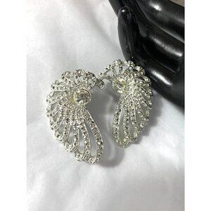 Vintage Sarah Coventry Rhinestone Wing Clip On Earrings
